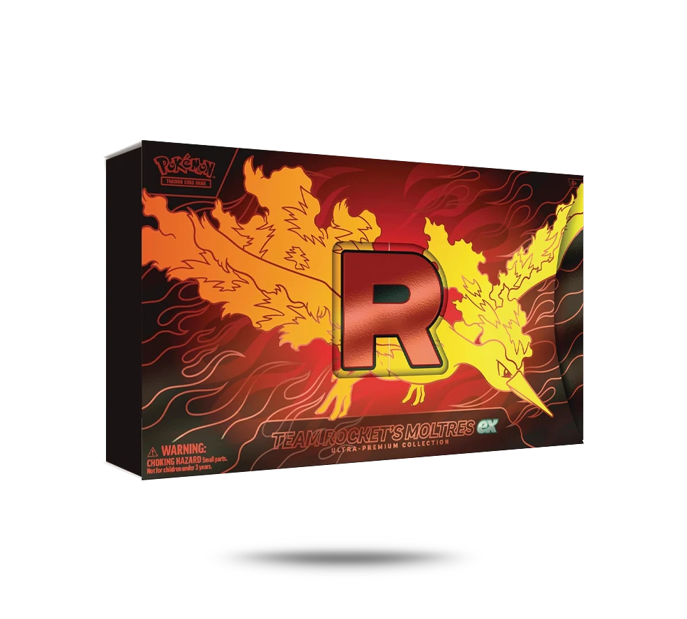 Pokémon TCG – Team Rocket's Moltres ex Ultra-Premium Collection – kompletný produkt v anglickom jazyku