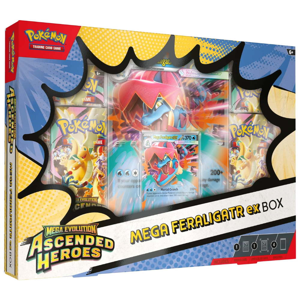 Pokémon TCG – Ascended Heroes – Mega Feraligatr ex Box – kompletný produkt v anglickom jazyku