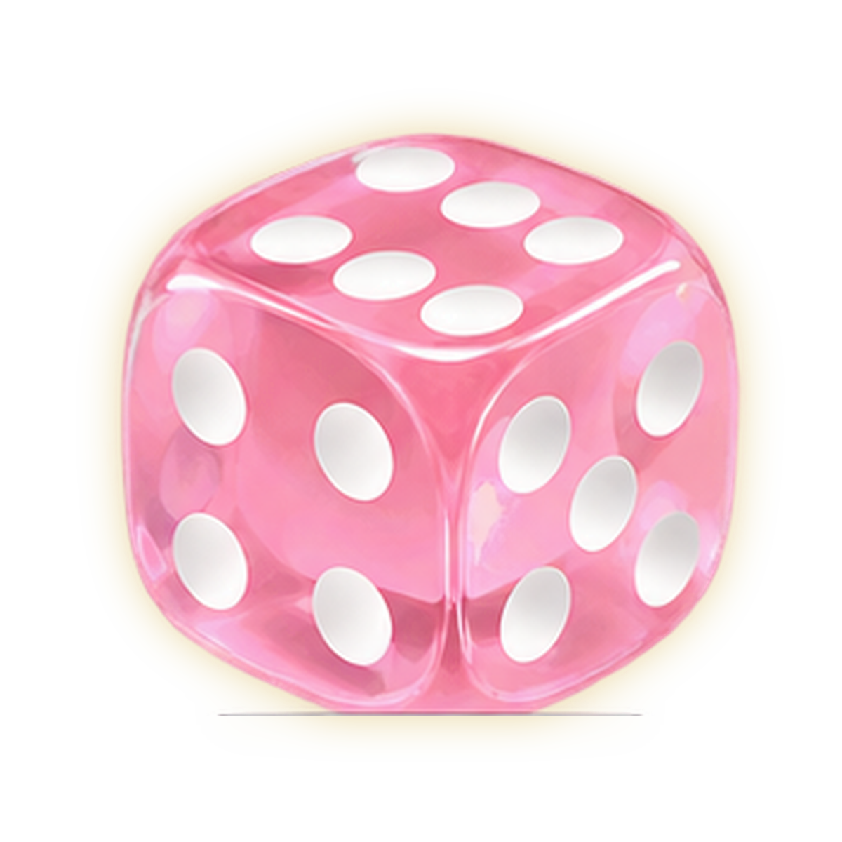 Priesvitná hracia kocka D6 – Baby Pink – bledoružová, ilustračný obrázok