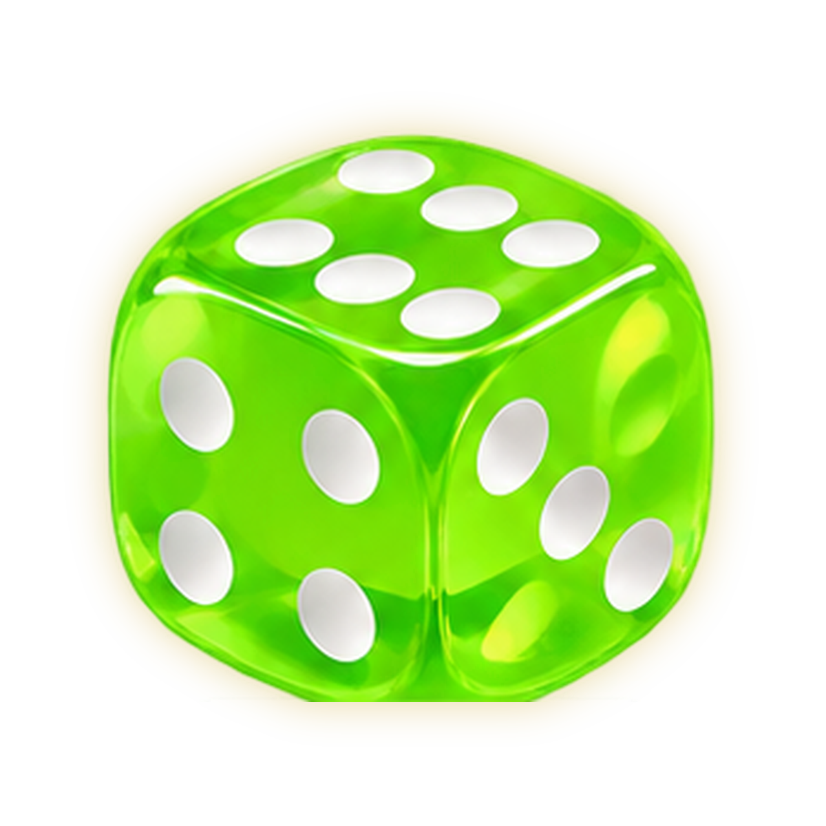 Priesvitná hracia kocka D6 – Lime Green – limetková, ilustračný obrázok