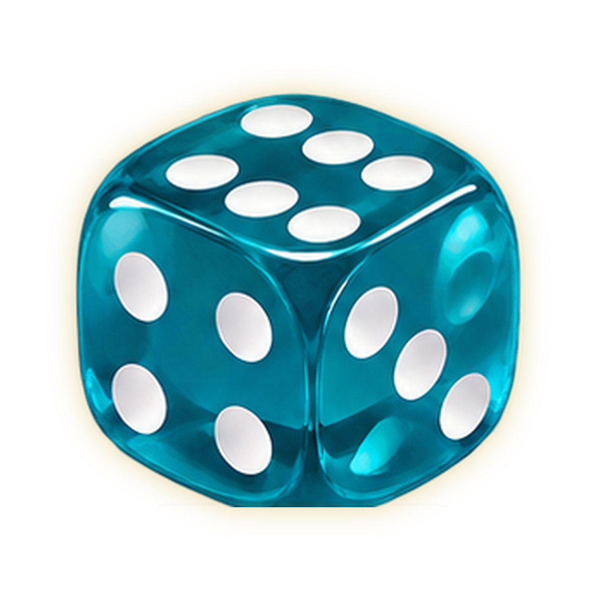 Priesvitná hracia kocka D6 – Teal Blue – tyrkysová, ilustračný obrázok