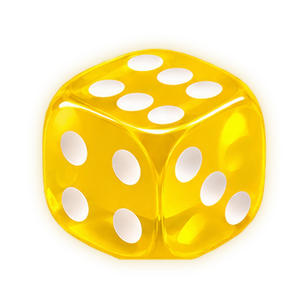Priesvitná hracia kocka D6 – Yellow – žltá, ilustračný obrázok