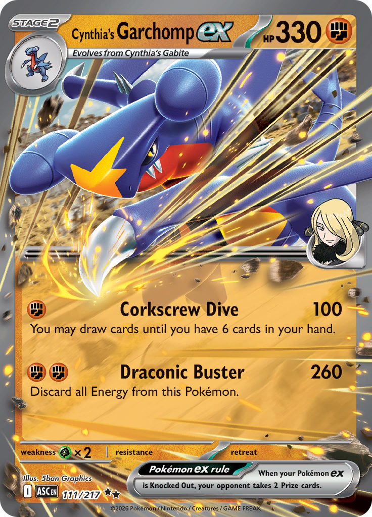 Cynthia's Garchomp ex – Ascended Heroes ASC 111 – anglická originálna karta