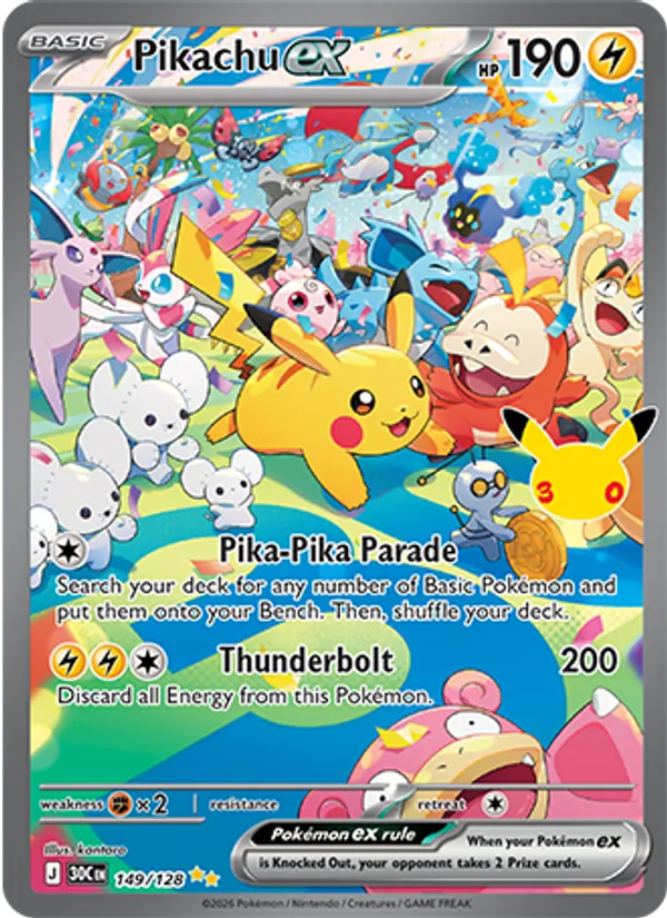 Pikachu ex – 30th Celebration – 149 | EN | NM