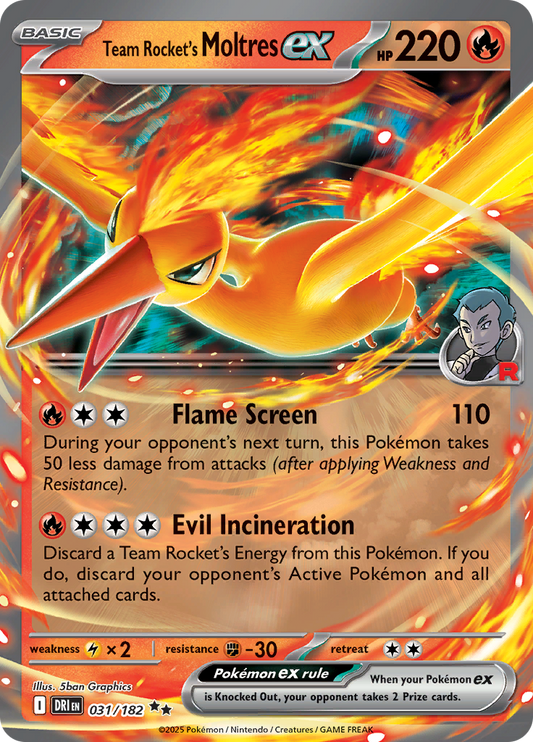 Team Rocket's Moltres ex – Destined Rivals DRI 031 – anglická originálna karta