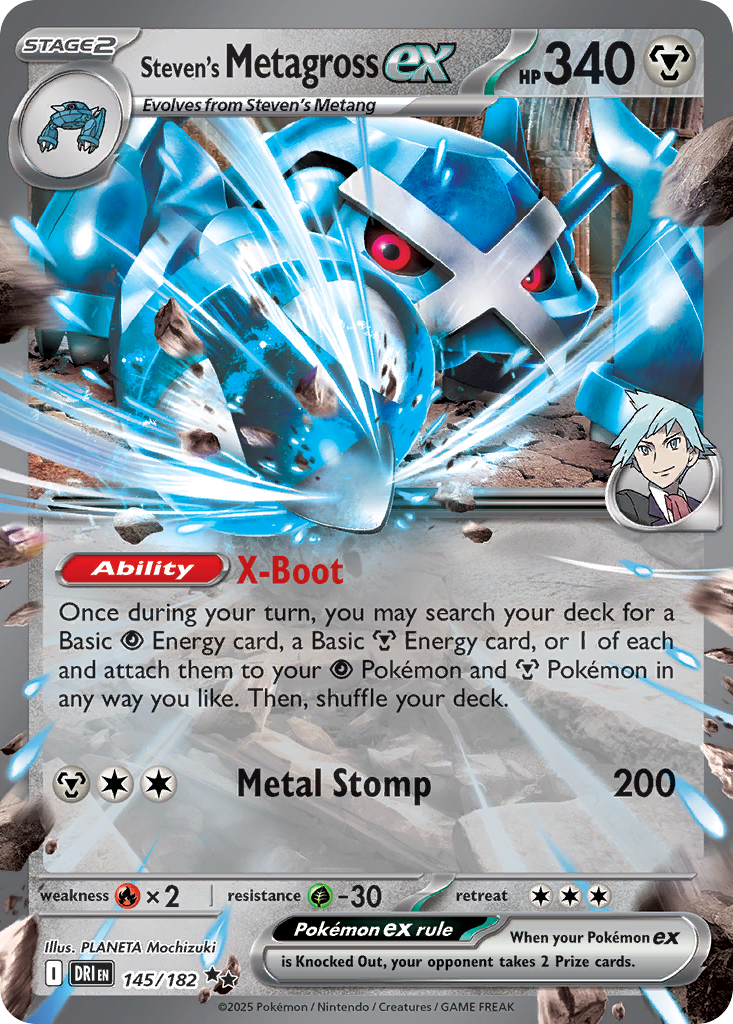 Steven's Metagross ex – Destined Rivals DRI 145/182 – anglická karta Double Rare