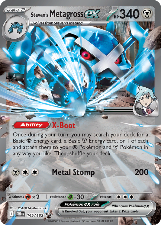 Steven's Metagross ex – Destined Rivals DRI 145/182 – anglická karta Double Rare