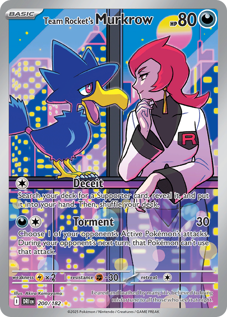 Team Rocket's Murkrow – Destined Rivals DRI 200/182 – anglická karta Illustration Rare