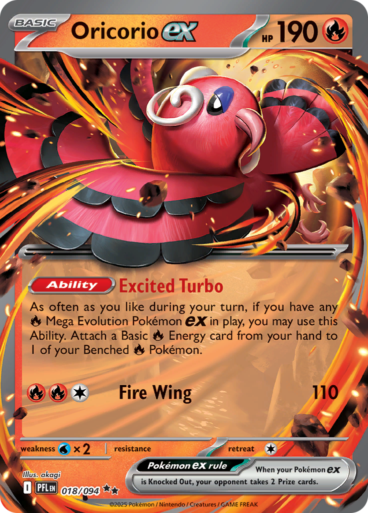 Oricorio ex – Phantasmal Flames PFL 018 – anglická originálna karta