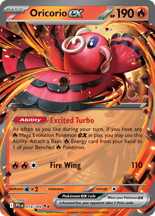 Oricorio ex – Phantasmal Flames PFL 018 – anglická originálna karta